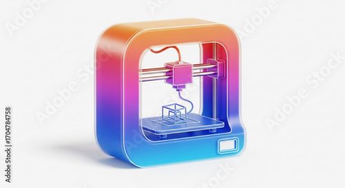 3d printer for technology and manufacturing concept in colorful gradient illustration