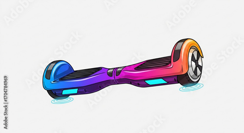 A colorful hoverboard, a modern and fun personal transportation device for urban commuting