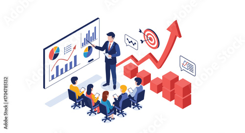 Business training session focused on achieving success through data analysis and strategic planning.