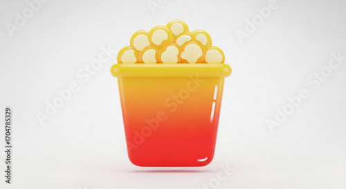 Stylized popcorn bucket 3d render for movie night and snack concepts