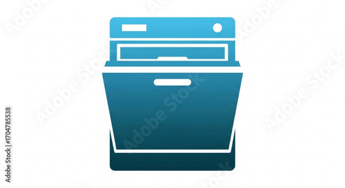 Sleek blue dishwasher icon, representing modern kitchen appliance and household convenience
