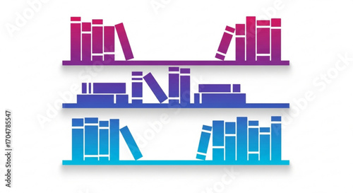 Colorful bookshelf illustration, perfect for education, library, and reading themes