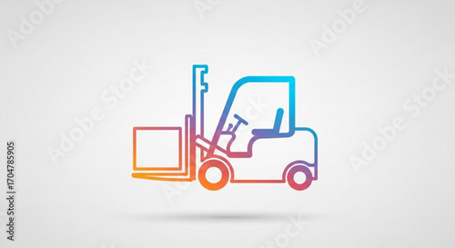 Colorful forklift truck icon modern line art style vector illustration of a forklift