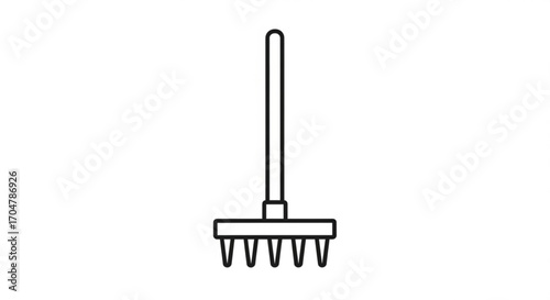 Illustration of a rake, a tool for gardening and agriculture, simple and minimalist design