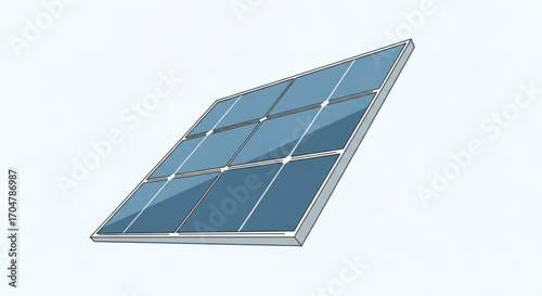 A single solar panel with a blue tint, angled to the right, to generate clean energy