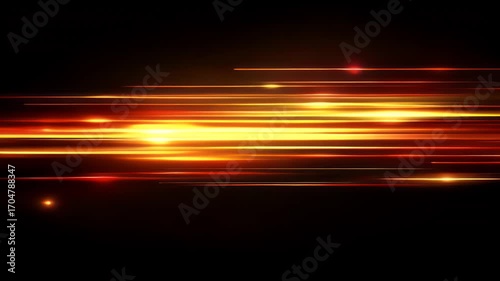 Abstract horizontal lines of orange, yellow, and red light against a black background