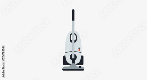 A white vacuum cleaner is a household appliance for cleaning floors and carpets