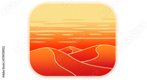 Orange desert landscape with sand dunes, a serene and minimalist illustration of natures beauty and tranquility
