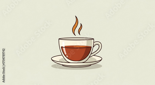 Illustration of a cup of tea with steam, representing relaxation, beverage, and a warm drink
