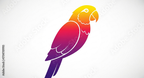 Colorful parrot illustration, showcasing a vibrant gradient design for tropical bird concept