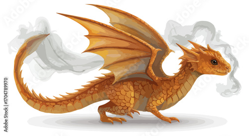 Orange dragon illustration wings extended fantasy concept
