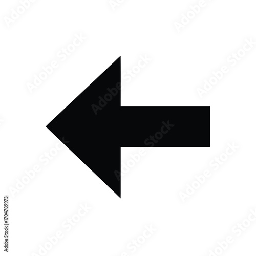 Bold solid black left pointing arrow graphic for directional cues and design elements