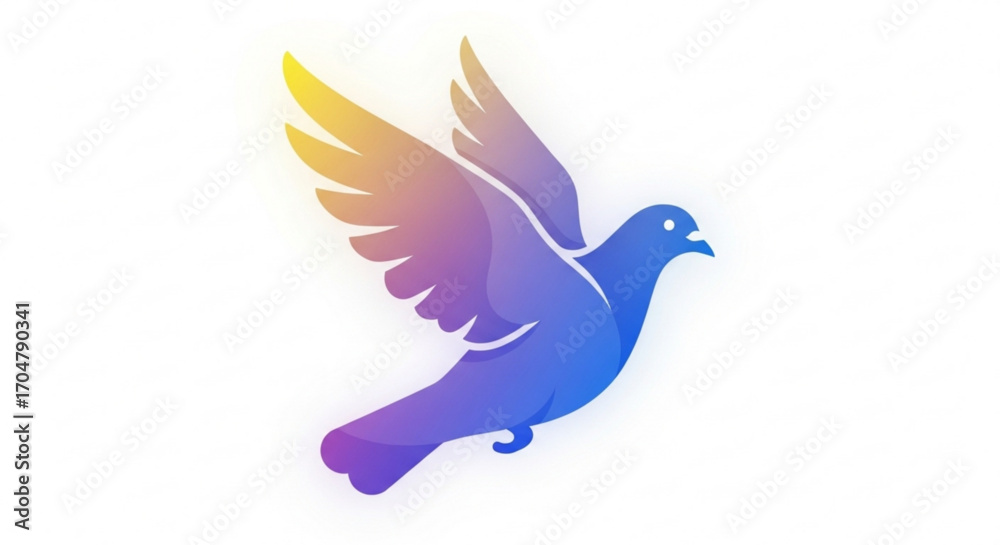 Fototapeta premium Colorful dove a vibrant and eyecatching illustration of a dove with rainbow wings