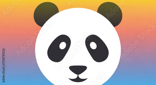 Illustration of a cute panda bear head with a colorful background, perfect for childrens books and educational materials