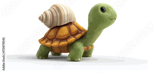 Turtle with snail shell illustration