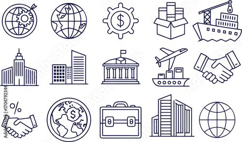 Global Business Editable Stroke Line Icon Set