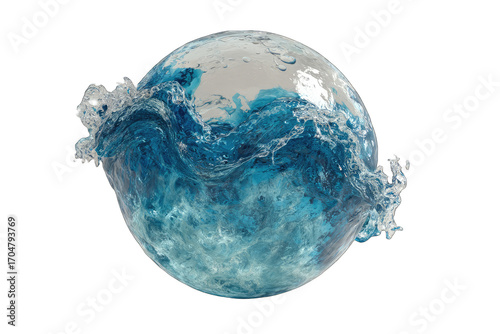 Sphere with turbulent ocean waves