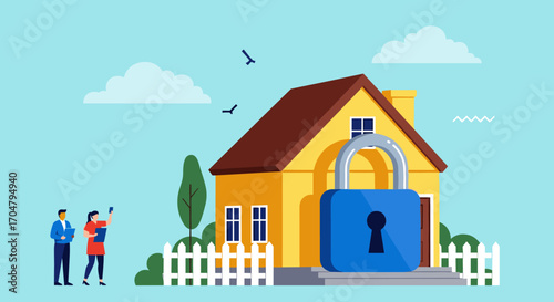 Home Security Protection Lock Safety Concept.