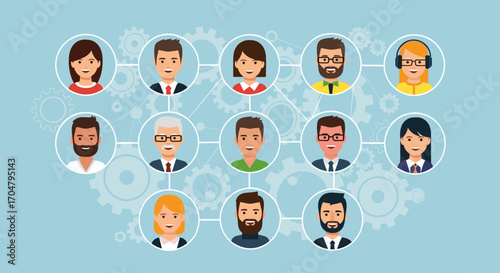 Diverse Group of People Connected in a Network.