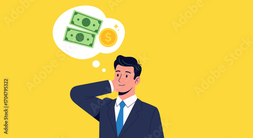 Man Thinking About Money and Financial Decisions.