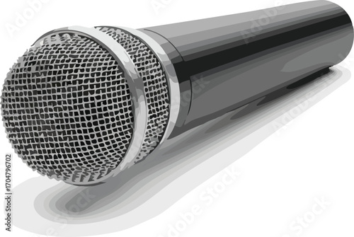 Dynamic Microphone Isolated on White Professional Audio Equipment for Recording and Performance