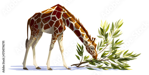 Giraffe eating leaves outdoors