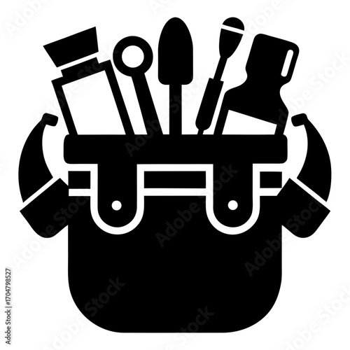 Silhouette plumber's tool belt filled with equipment vector