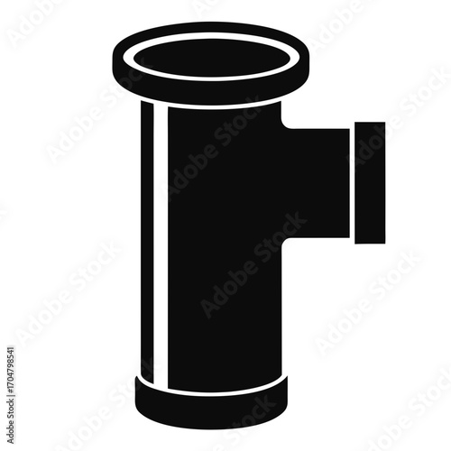 Plumbing t joint silhouette metal pipe connection graphic vector