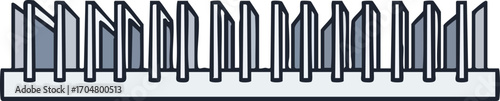 Illustration of a gray heat sink with multiple vertical fins on a flat base, designed for thermal management.