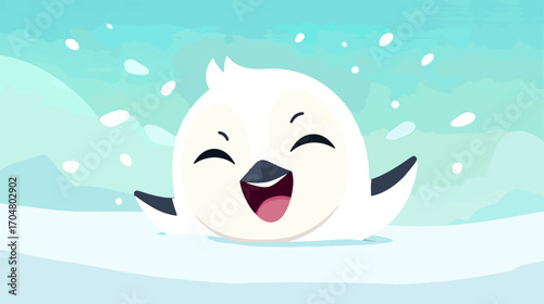 Happy penguin on ice