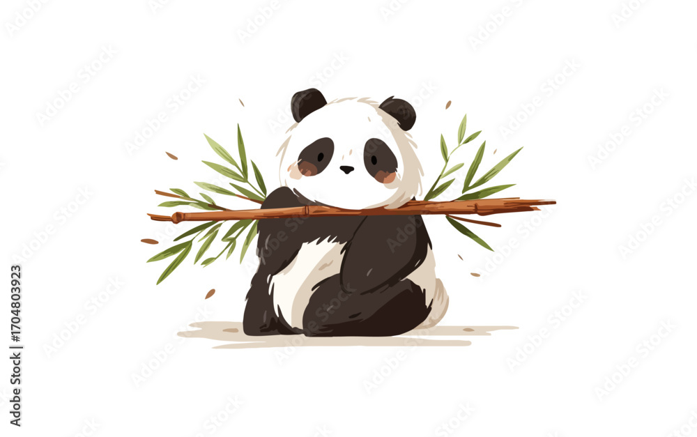 Obraz premium Cute panda with bamboo