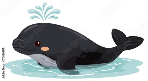 Cute whale swimming in water