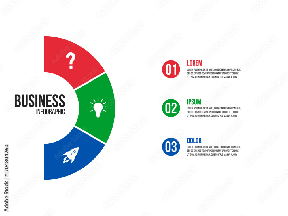 custom made wallpaper toronto digital3 steps half circle sectors chart, cycle diagram inforgaphic, report or presentation vector template, business process illustration