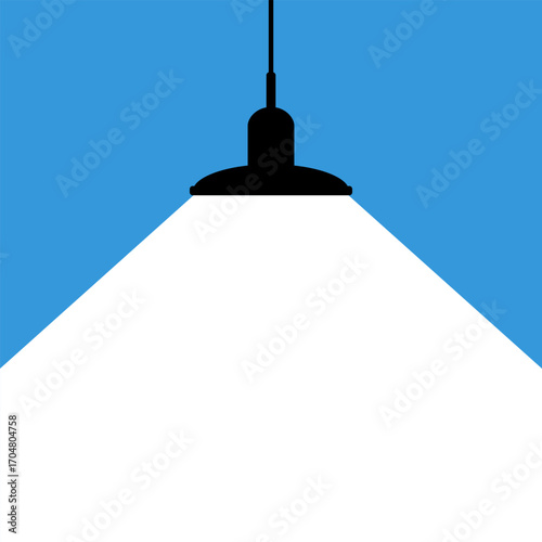 new idea roof lamp vector concept, wide spotlight template, blue background