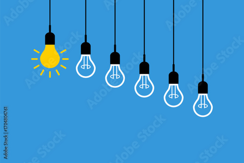 alone bright electric lamp near many switched off others, rejected from society