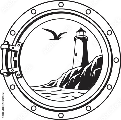Porthole icon silhouette vector