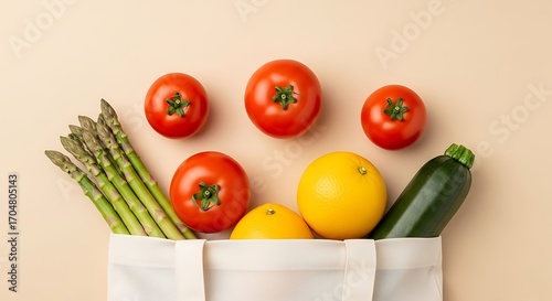 Fresh Produce in a Reusable Bag.