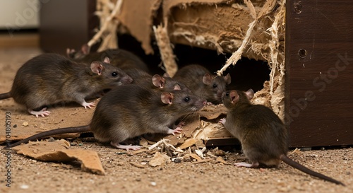 Group of Rat Near Damaged Wood Structure