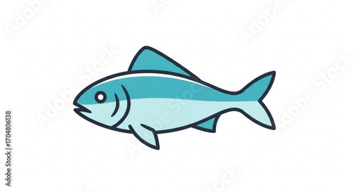 Charming blue fish illustration, a symbol of aquatic life and marine ecosystems, perfect for educational resources and creative projects, conveying freshness and natural beauty with its simple design