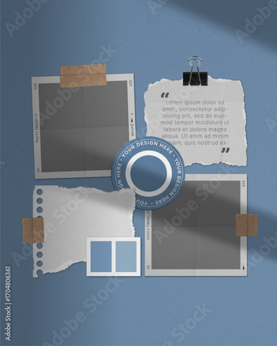 Realistic Moodboard Mockup. Photo Collage Layout for Social Media Post