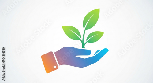Nurturing growth with care a vibrant hand holds a young plant, representing sustainability, environmental stewardship, and the promise of a greener future originally a scalable vector graphic