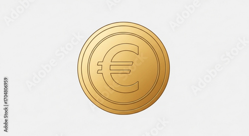 Elegant golden Euro coin shining brightly, symbolizing European currency, finance, and wealth, perfect for banking, investment, and global economy visuals with a touch of prosperity