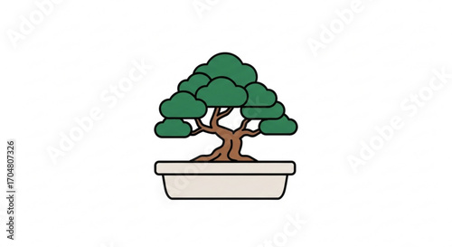 Cultivate inner peace with this minimalist bonsai tree illustration, symbolizing tranquility, balance, and harmony in home decor, meditation aids, and peaceful lifestyle designs