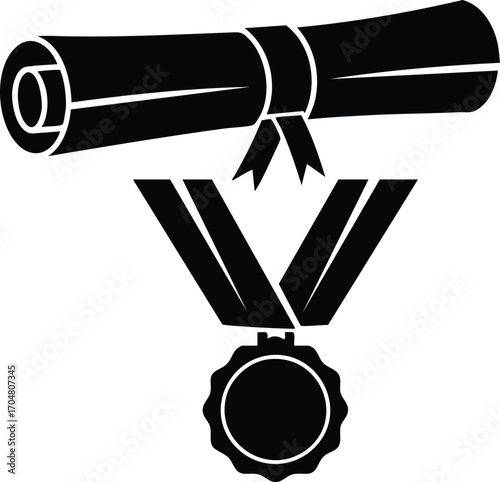 Icon of graduation diploma and medal the image symbolizes academic achievement, success, and recognition of hard work in education and represents the culmination of studies