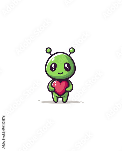 Cute alien holding a heart