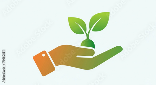 Cultivating growth and sustainability, a hand nurtures a vibrant seedling, symbolizing environmental responsibility and fostering a greener future, perfect for eco-conscious brands