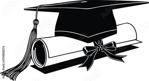 Graduation cap and diploma this image represents the culmination of hard work, dedication, and the pursuit of knowledge, symbolizing academic achievement and success