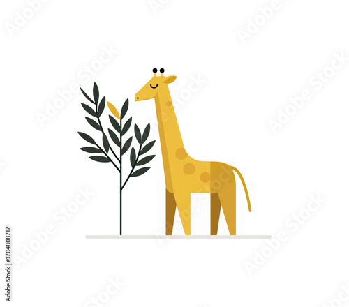 Giraffe illustration with leaves