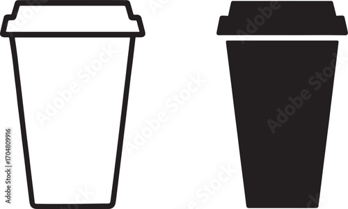 Takeaway Coffee Cup Illustration. Vector Icons and Stamps Isolated on White Background. Paper Cup Logo Template.