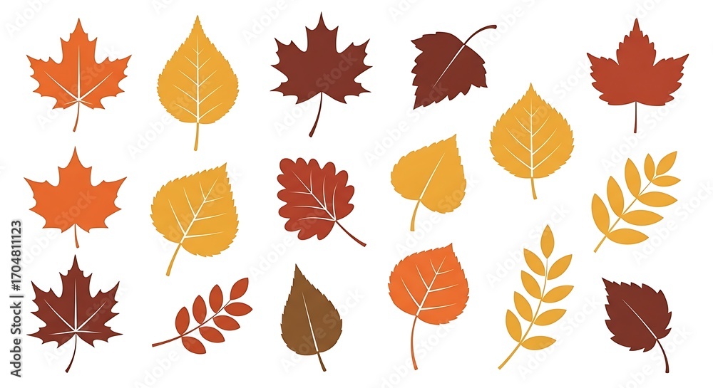 Fototapeta premium Autumn Leaves Collection - Various Shapes and Colors.